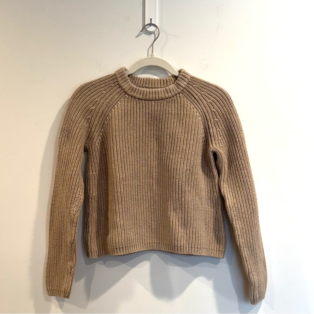 Quince 🌱 Fisherman Crewneck Sweater S Cement Marl EUC 100% Organic Cotton